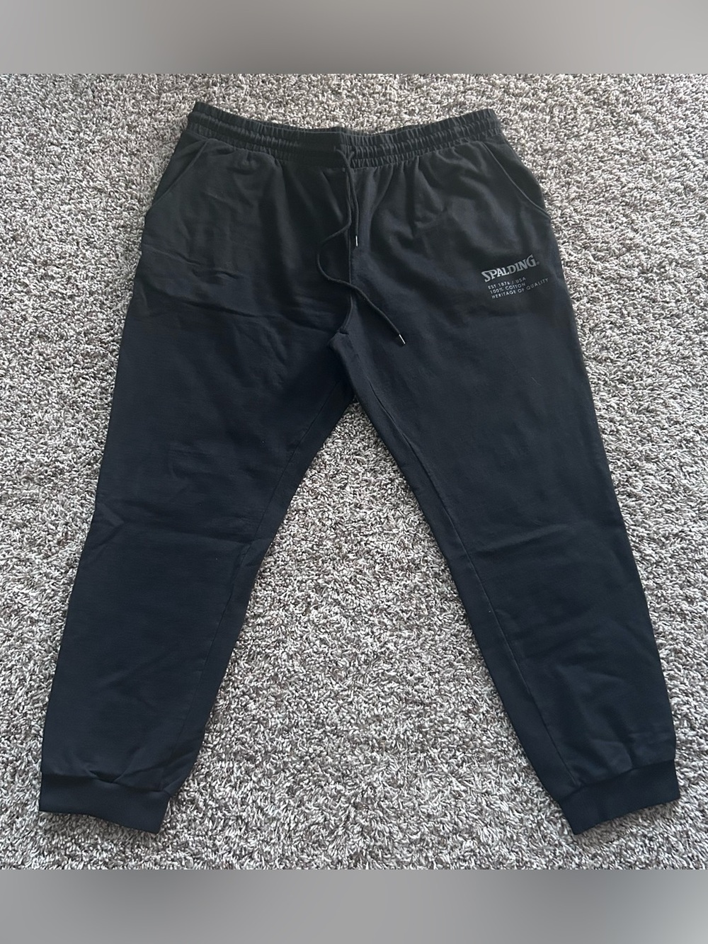 Spalding Mens XXL Black Jogger Sweatpants Elastic Waist Drawstring Athletic Pant